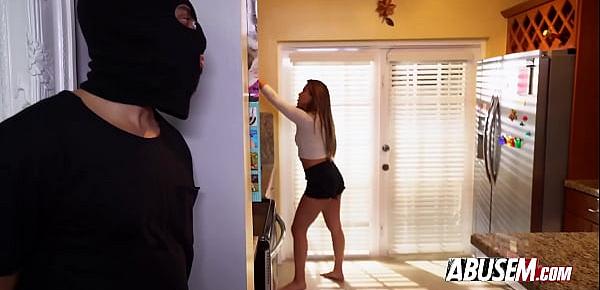  Burglar breaks in and fucks hot brunette in her kitchen